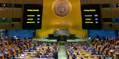 UN General Assembly voting over Gaza ceasefire.